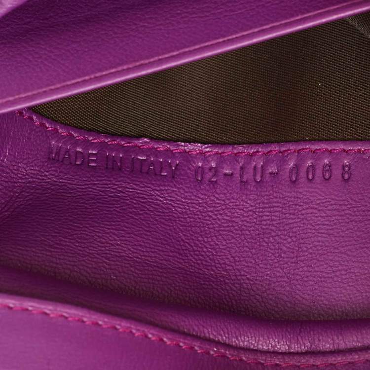 Pre Owned Dior Lady Dior Purple Cannage Leather French Wallet