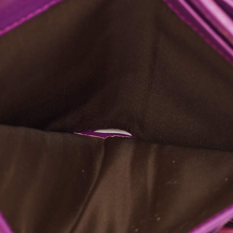 Pre Owned Dior Lady Dior Purple Cannage Leather French Wallet