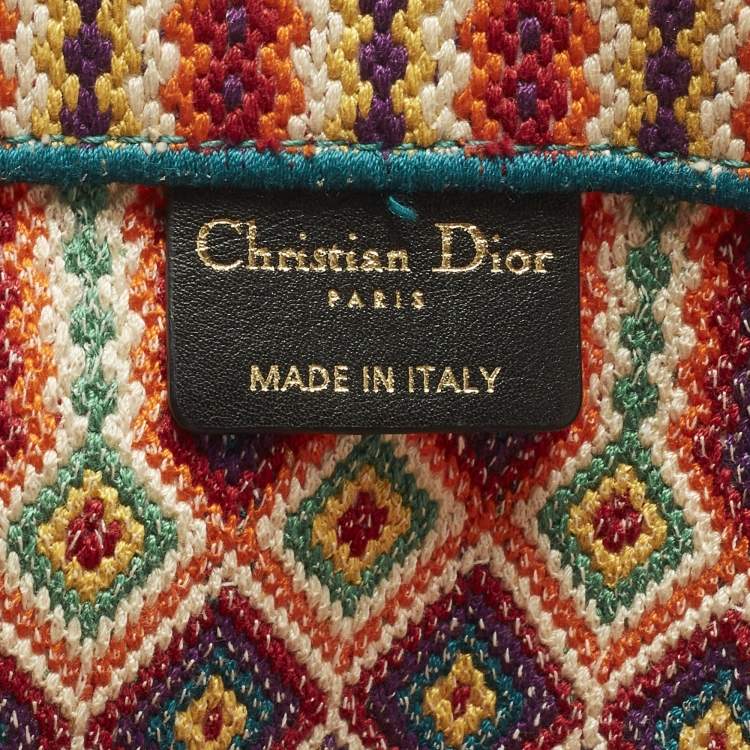 Pre Owned Dior Book Large Multicolor Embroidered Canvas Tote