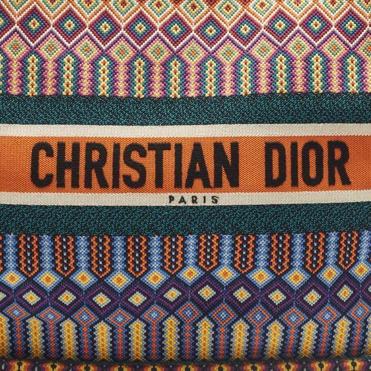 Pre Owned Dior Book Large Multicolor Embroidered Canvas Tote