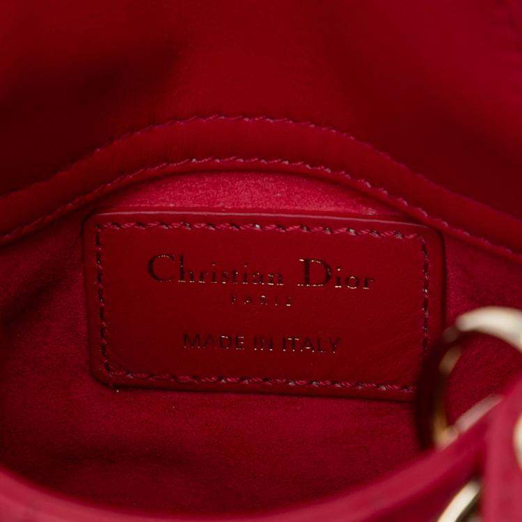 Pre Owned Dior Red Micro Lambskin Cannage Lady Dior