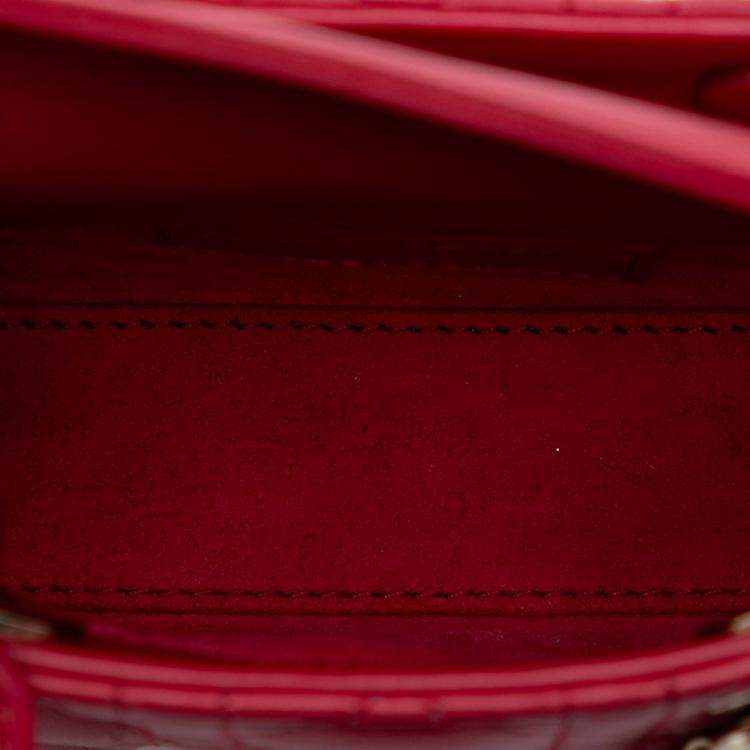 Pre Owned Dior Red Micro Lambskin Cannage Lady Dior