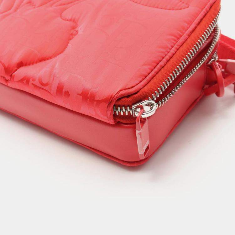 Pre Owned Christian Dior X Erl Mirage Crossbody Shoulder Bag Nylon Leather Red