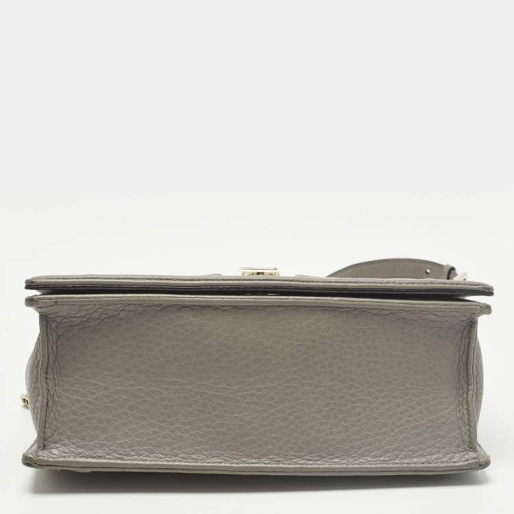 Pre Owned Dior Diorama Medium Grey Leather Flap Bag