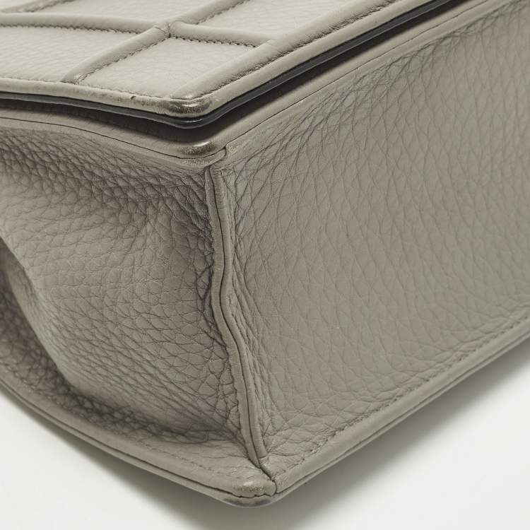 Pre Owned Dior Diorama Medium Grey Leather Flap Bag