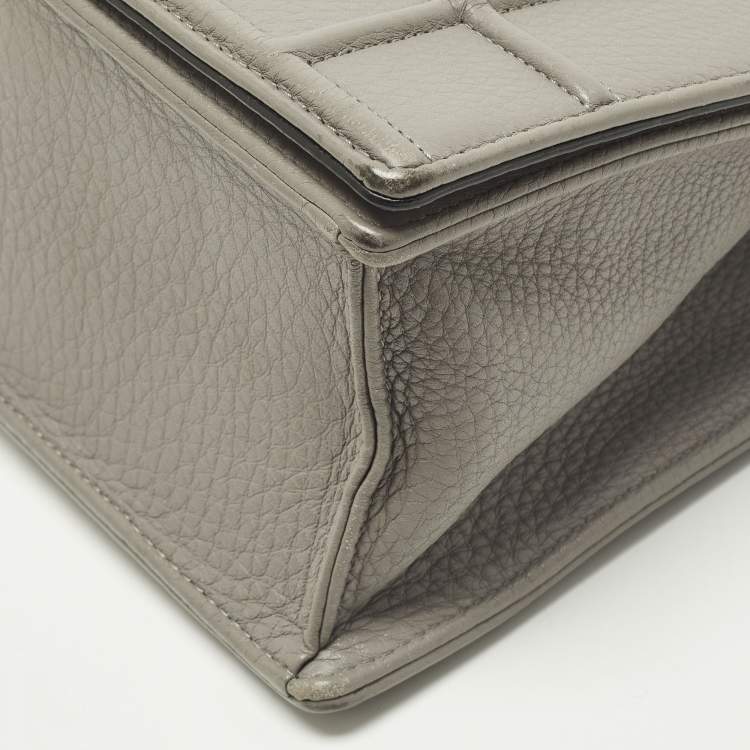 Pre Owned Dior Diorama Medium Grey Leather Flap Bag