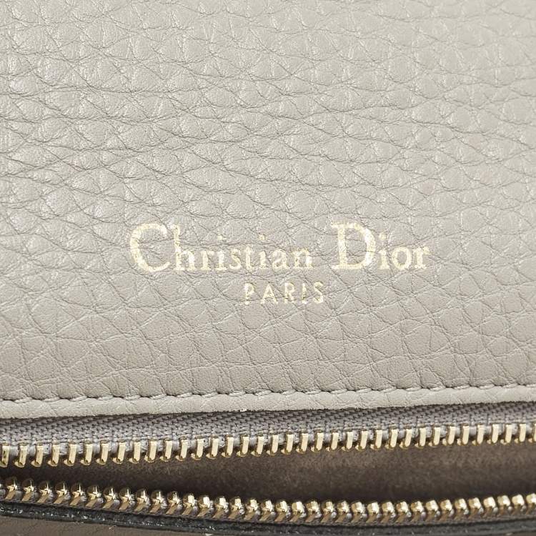 Pre Owned Dior Diorama Medium Grey Leather Flap Bag