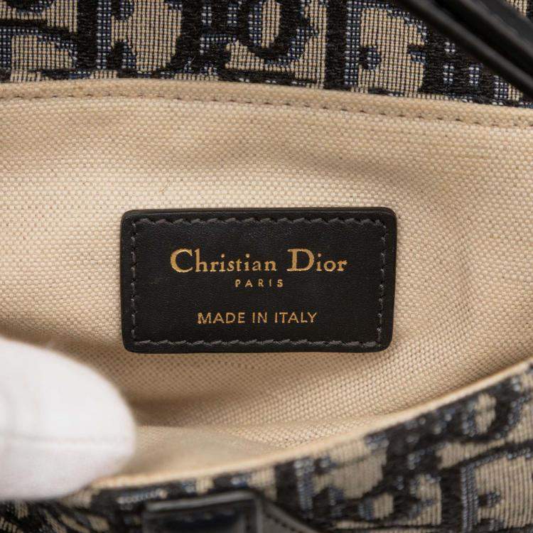 Pre Owned Dior Blue Mini Oblique Canvas Saddle Bag
