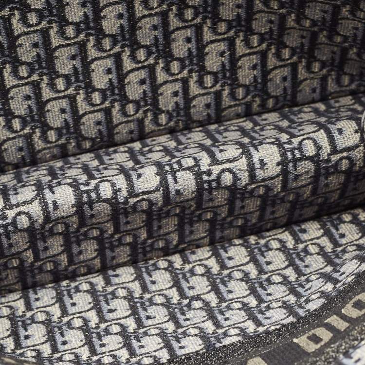 Pre Owned Dior Book Large Navy Blue Oblique Embroidered Canvas Tote