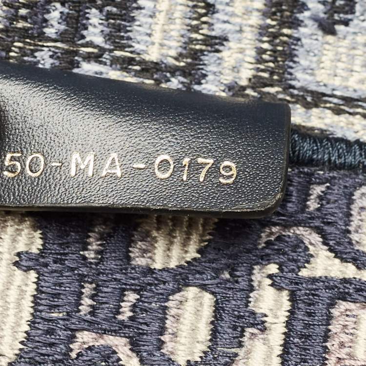 Pre Owned Dior Book Large Navy Blue Oblique Embroidered Canvas Tote