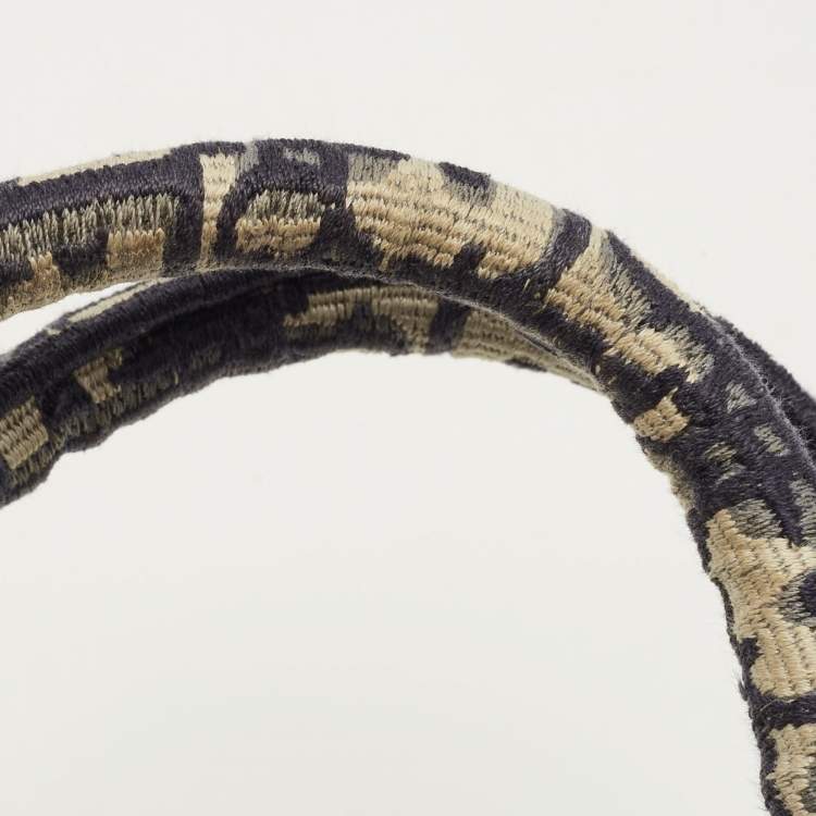 Pre Owned Dior Book Large Navy Blue Oblique Embroidered Canvas Tote