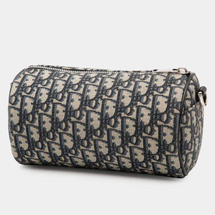 Pre Owned Dior Blue Oblique Canvas Roller Messenger Bag