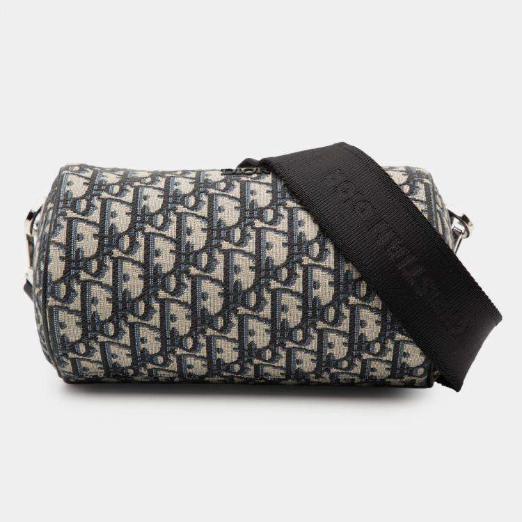 Pre Owned Dior Blue Oblique Canvas Roller Messenger Bag