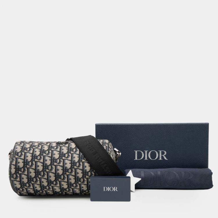 Pre Owned Dior Blue Oblique Canvas Roller Messenger Bag