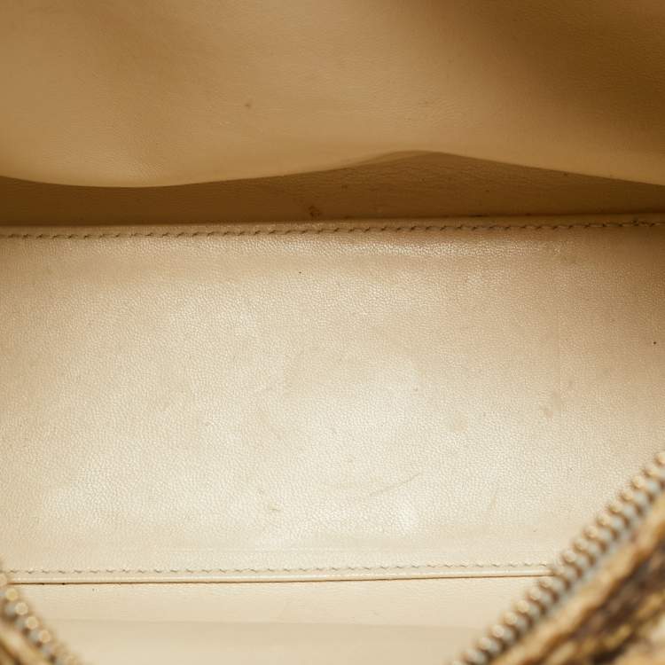 Pre Owned Dior Lady Dior Large Gold Python Tote