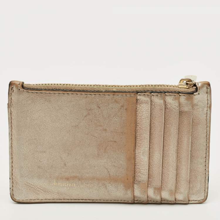 Pre Owned Dior Diorama Metallic Leather Zip Card Holder