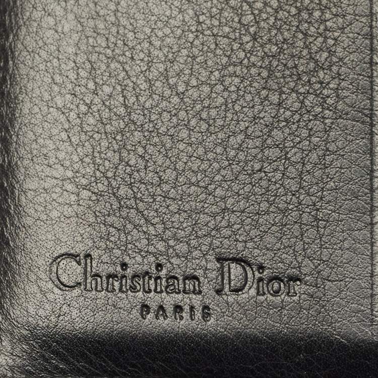 Pre Owned Dior Black Oblique Embossed Patent Leather French Wallet