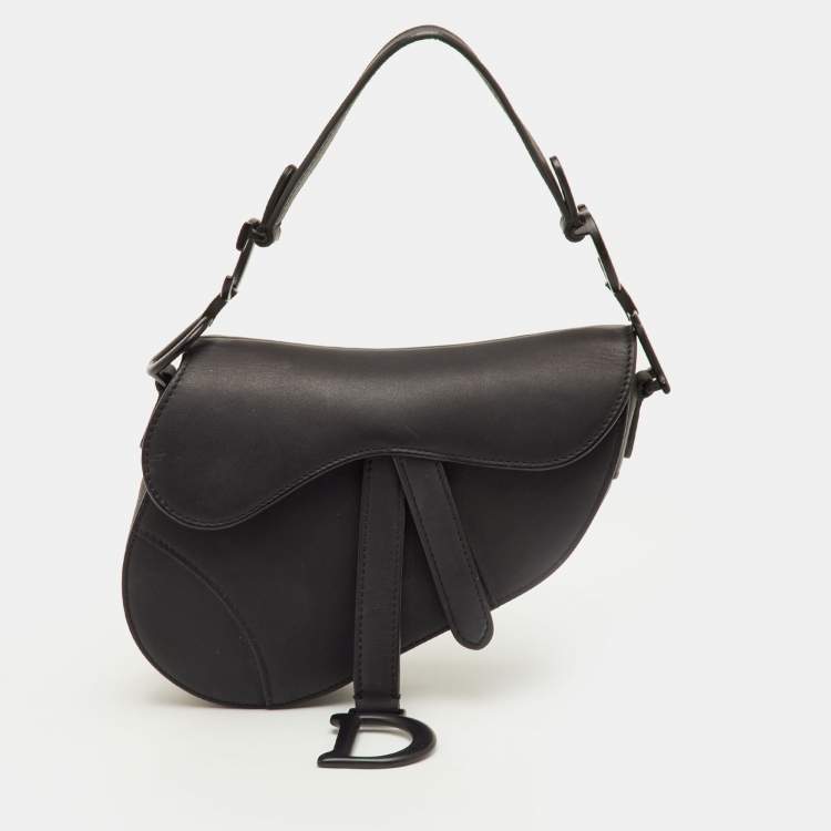 Pre Owned Dior Saddle Mini Ultra-Matte Black Leather Bag