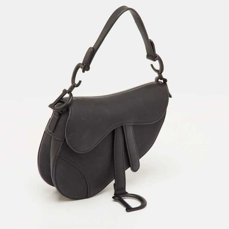 Pre Owned Dior Saddle Mini Ultra-Matte Black Leather Bag