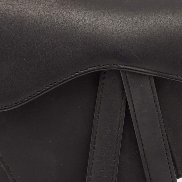 Pre Owned Dior Saddle Mini Ultra-Matte Black Leather Bag