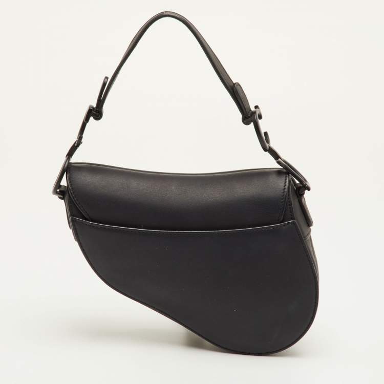 Pre Owned Dior Saddle Mini Ultra-Matte Black Leather Bag