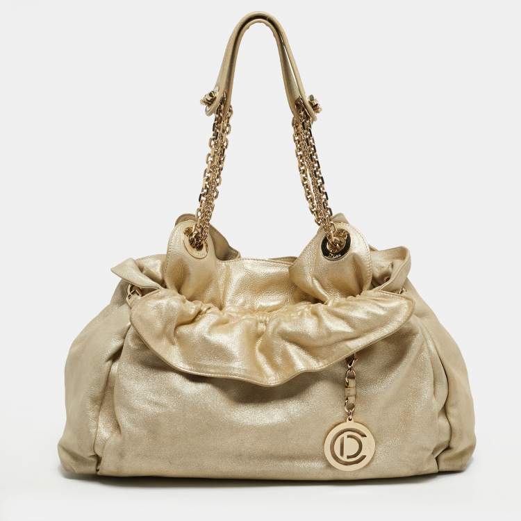 مملوكة مسبقًا Dior Le Trente Gold Shimmer Leather Shoulder Bag