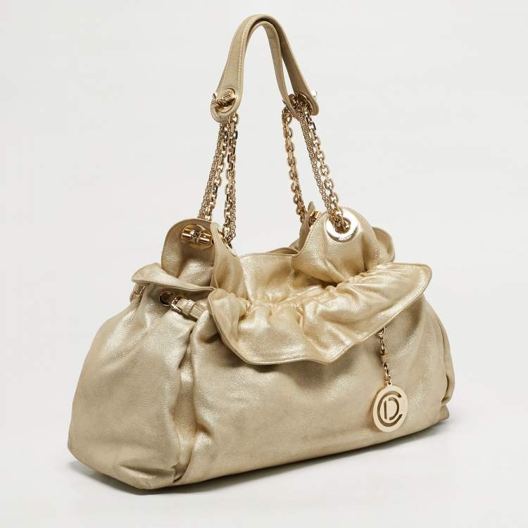 مملوكة مسبقًا Dior Le Trente Gold Shimmer Leather Shoulder Bag