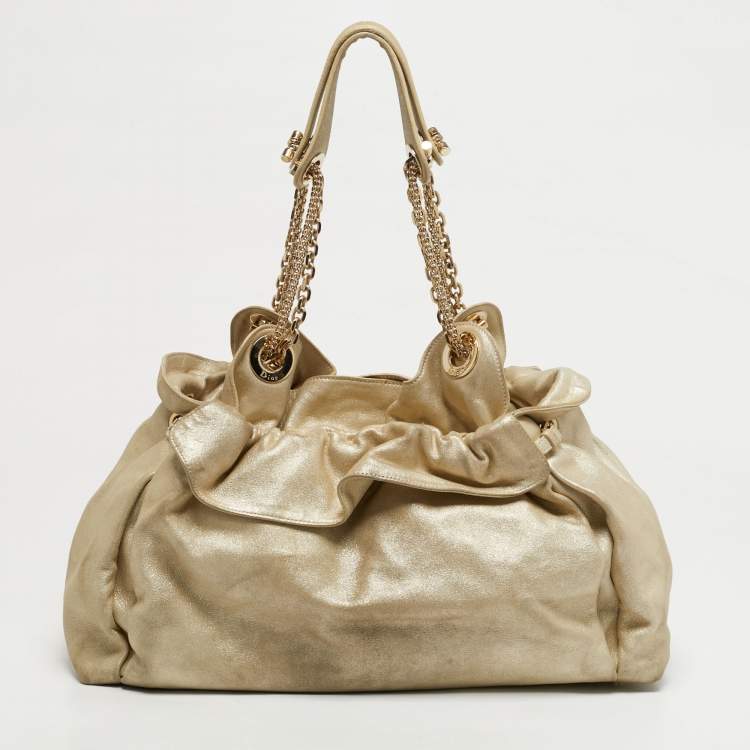 مملوكة مسبقًا Dior Le Trente Gold Shimmer Leather Shoulder Bag