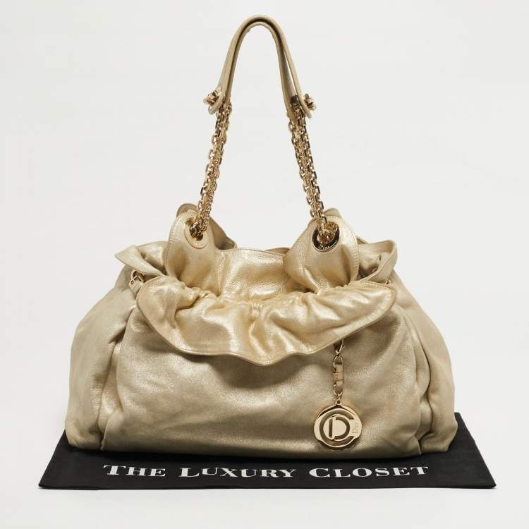 مملوكة مسبقًا Dior Le Trente Gold Shimmer Leather Shoulder Bag