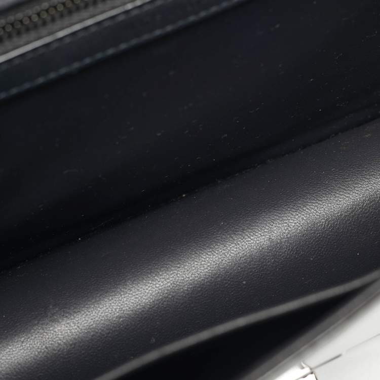 Pre Owned Dior Diorama Medium Dark Grey Metallic Micro Cannage Patent Leather Shoulder Bag