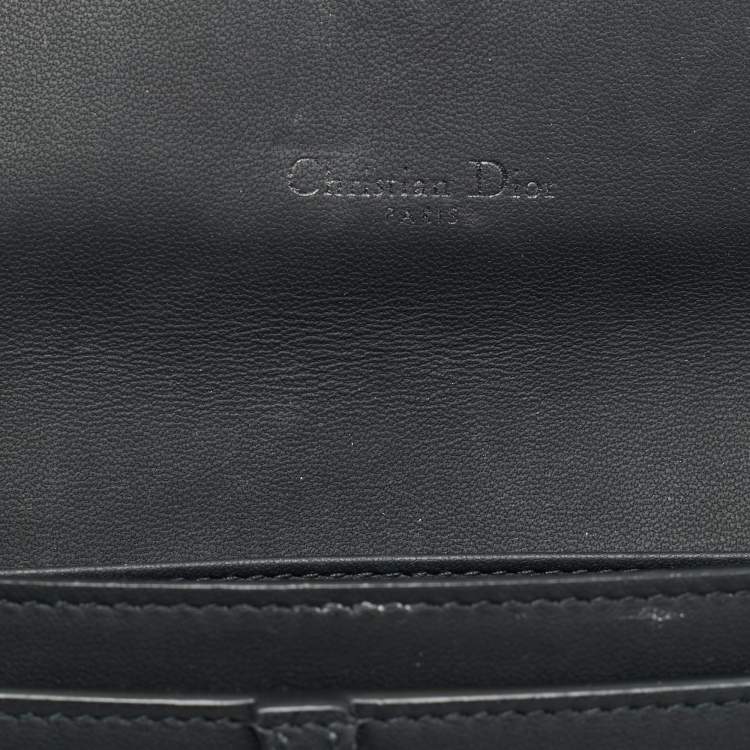 Pre Owned Dior Saddle Black Leather Wallet On Chain