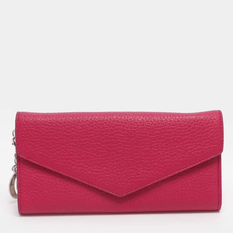 Pre Owned Dior Diorissimo Pink Leather Continental Wallet