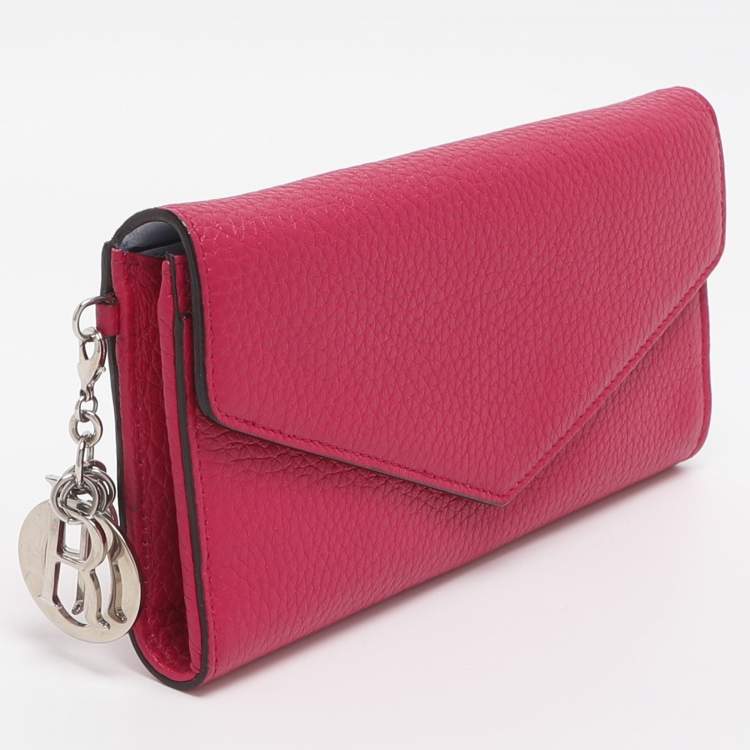 Pre Owned Dior Diorissimo Pink Leather Continental Wallet