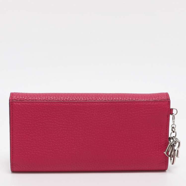 Pre Owned Dior Diorissimo Pink Leather Continental Wallet