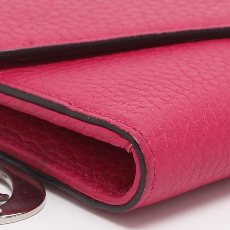 Pre Owned Dior Diorissimo Pink Leather Continental Wallet