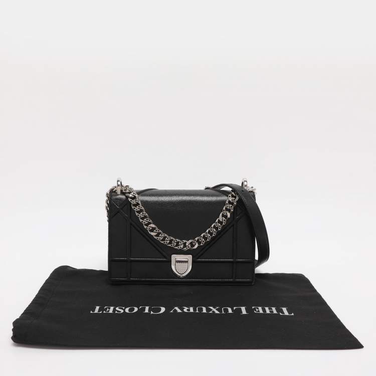 Pre Owned Dior Black Leather Small Diorama Shoulder Bag