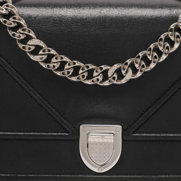 Pre Owned Dior Black Leather Small Diorama Shoulder Bag