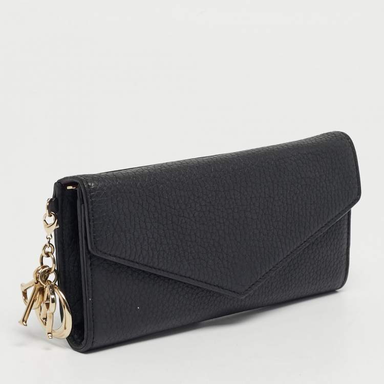 Pre Owned Dior Diorissimo Black Leather Long Wallet