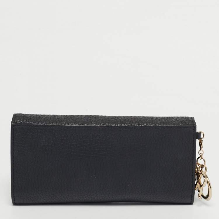 Pre Owned Dior Diorissimo Black Leather Long Wallet