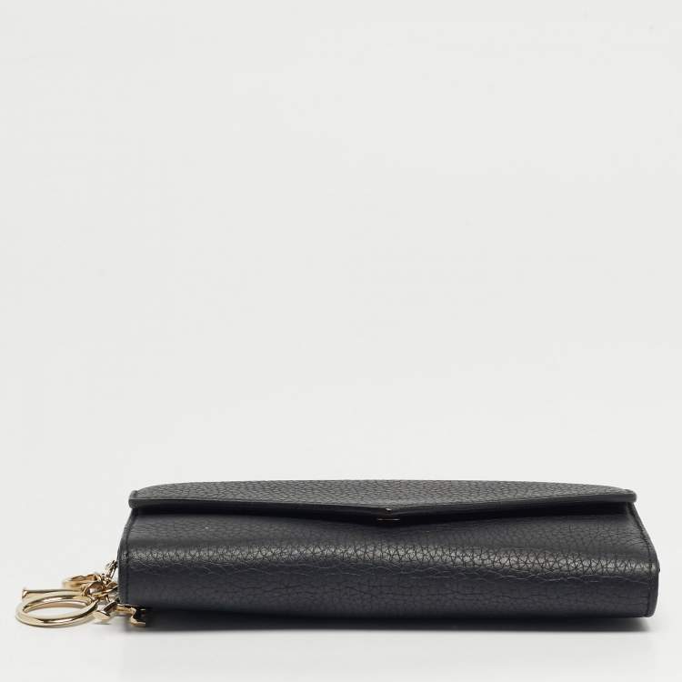 Pre Owned Dior Diorissimo Black Leather Long Wallet