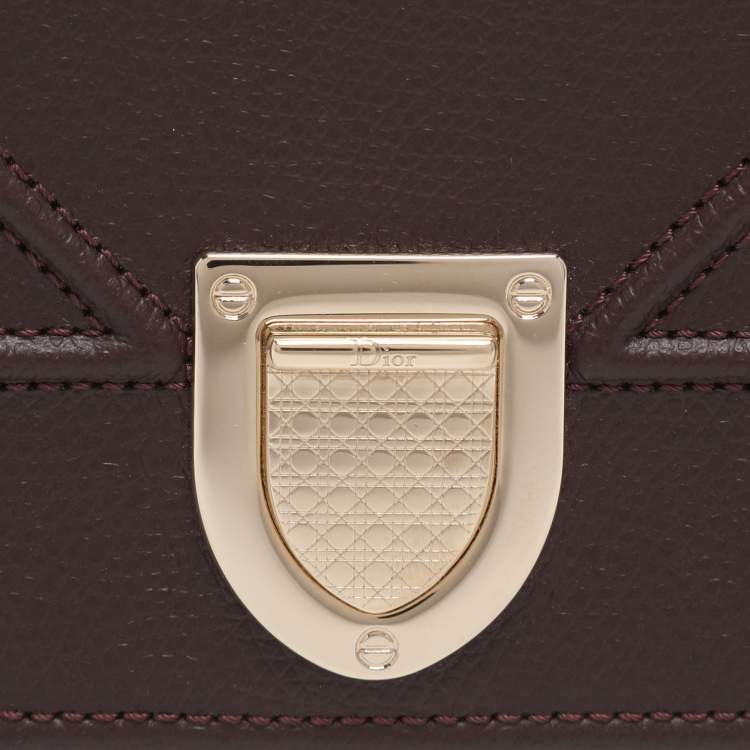 Pre Owned Dior Diorama Burgundy Leather Wallet On Chain
