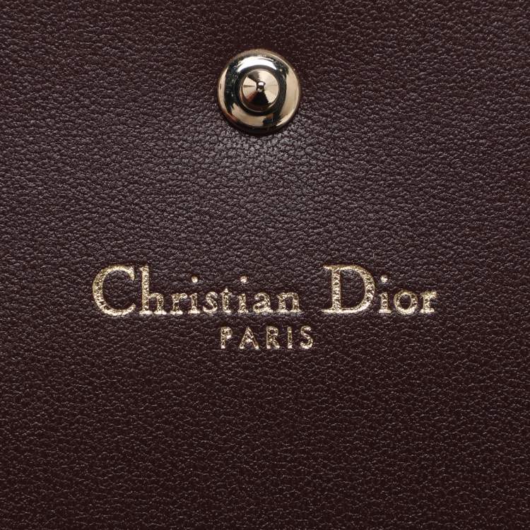 Pre Owned Dior Diorama Burgundy Leather Wallet On Chain