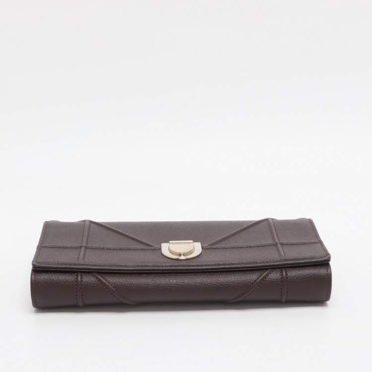 Pre Owned Dior Diorama Burgundy Leather Wallet On Chain