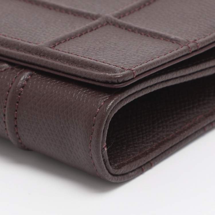 Pre Owned Dior Diorama Burgundy Leather Wallet On Chain