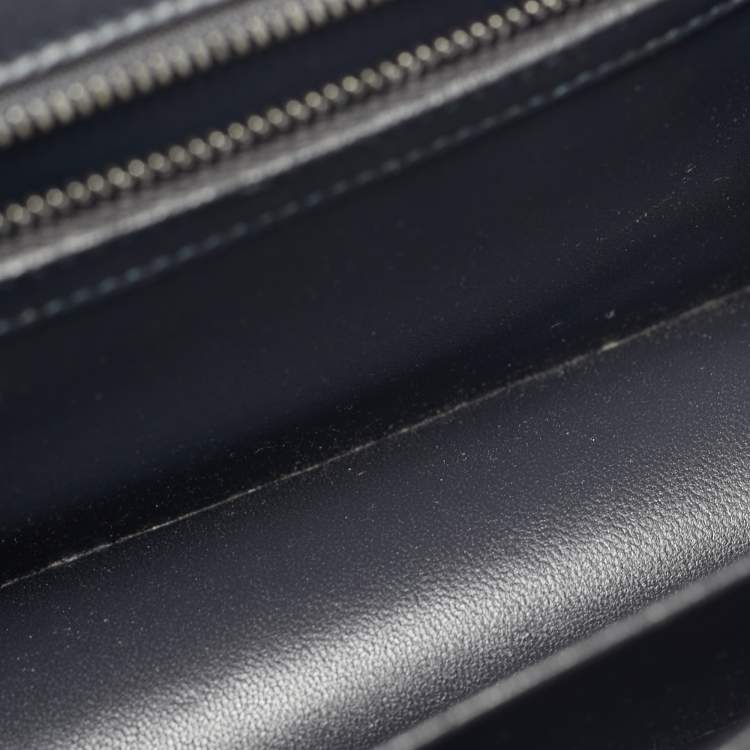 Pre Owned Dior Diorama Small Dark Grey Microcannage Patent Leather Flap Bag