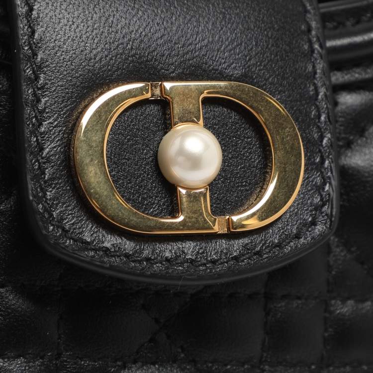 Pre Owned Dior Jolie Mini Black Cannage Quilted Leather Satchel