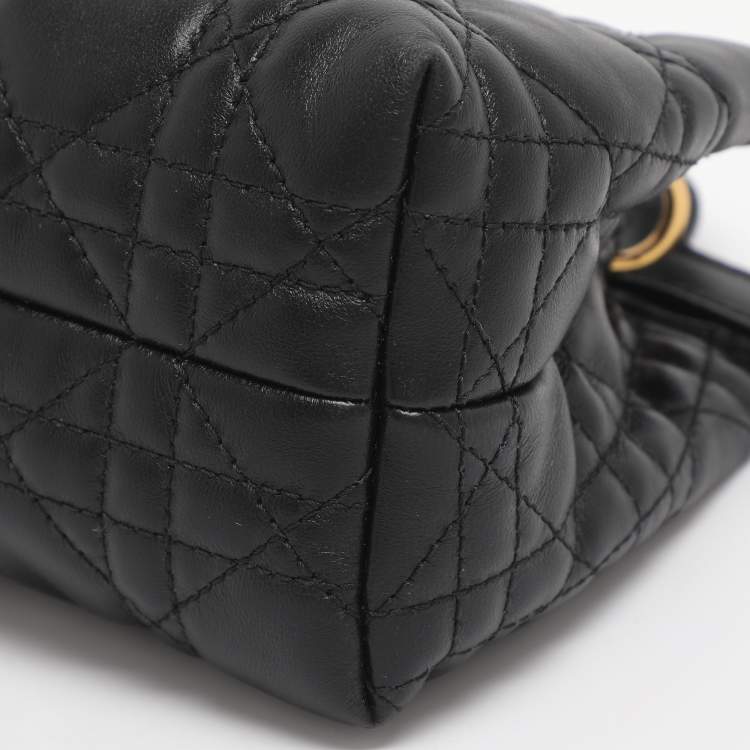 Pre Owned Dior Jolie Mini Black Cannage Quilted Leather Satchel