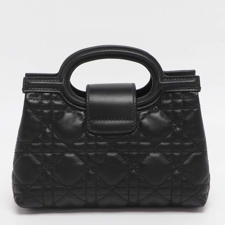 Pre Owned Dior Jolie Mini Black Cannage Quilted Leather Satchel