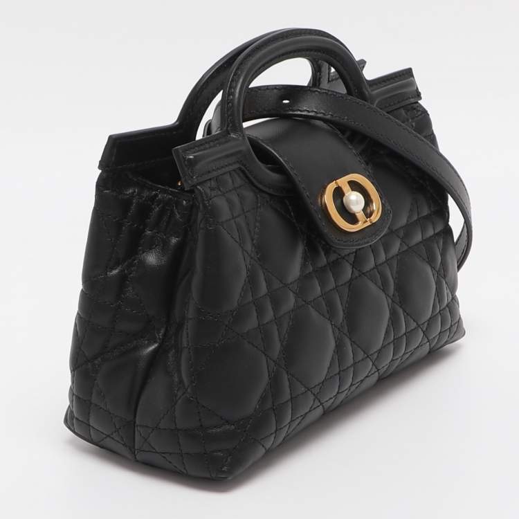 Pre Owned Dior Jolie Mini Black Cannage Quilted Leather Satchel