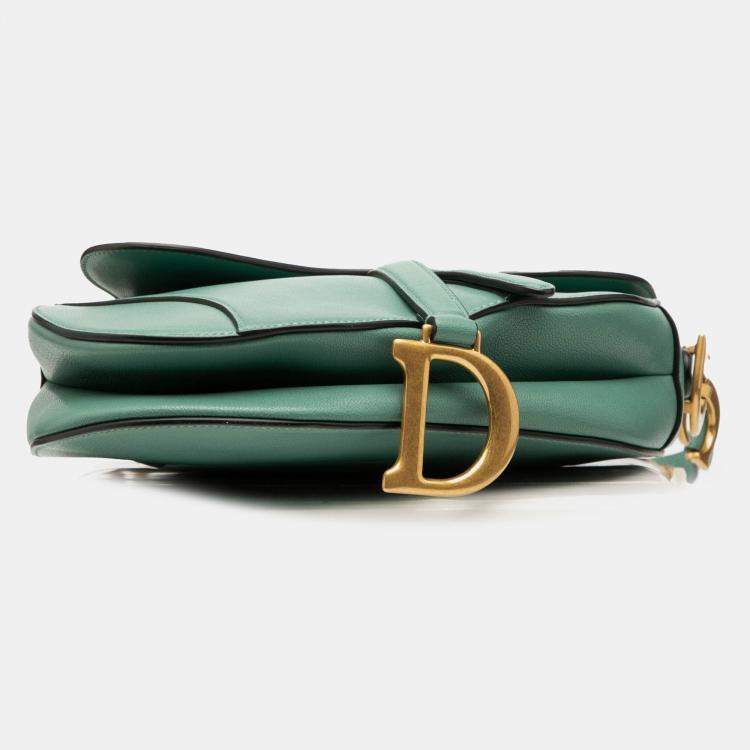 Pre Owned Dior Green Leather Saddle Bag